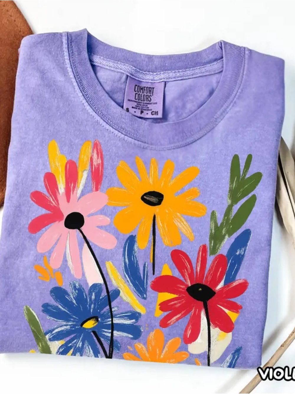 Comfort Colors Violet Short-Sleeve Floral Graphic Tee